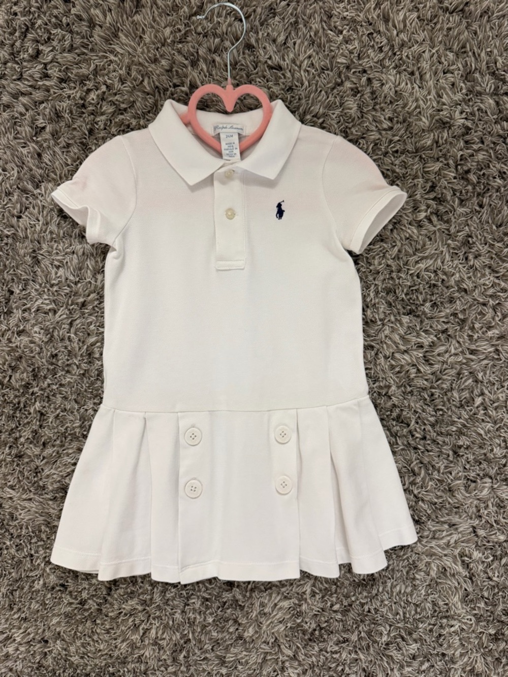 Polo by Ralph Lauren Girls' White Polo Dress - size 24 M like new